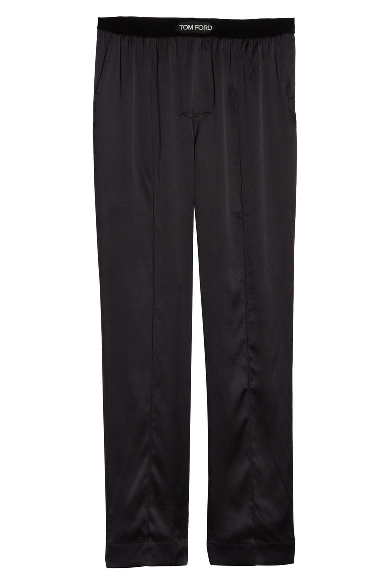 Stretch Silk Pajama Pants, Alternate, color, BLACK