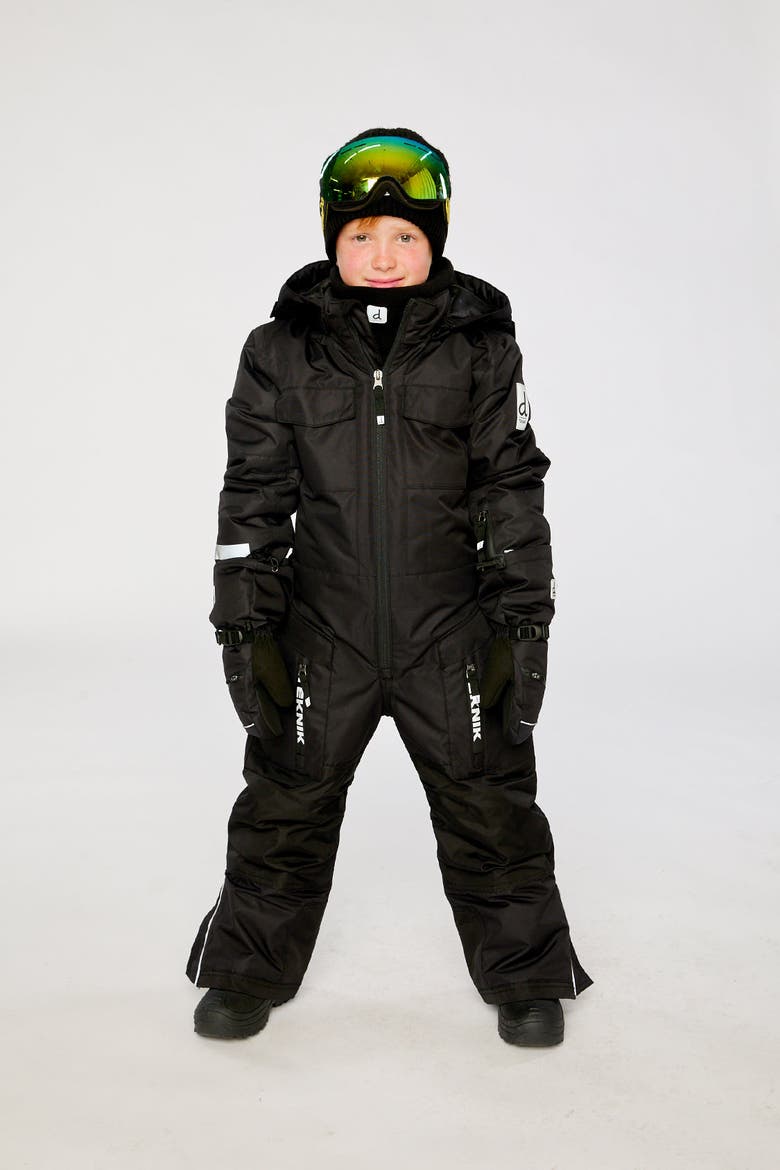Teknik Fleece-Lined & Reinforced Knees One Piece Snowsuit, Alternate, color, Noir