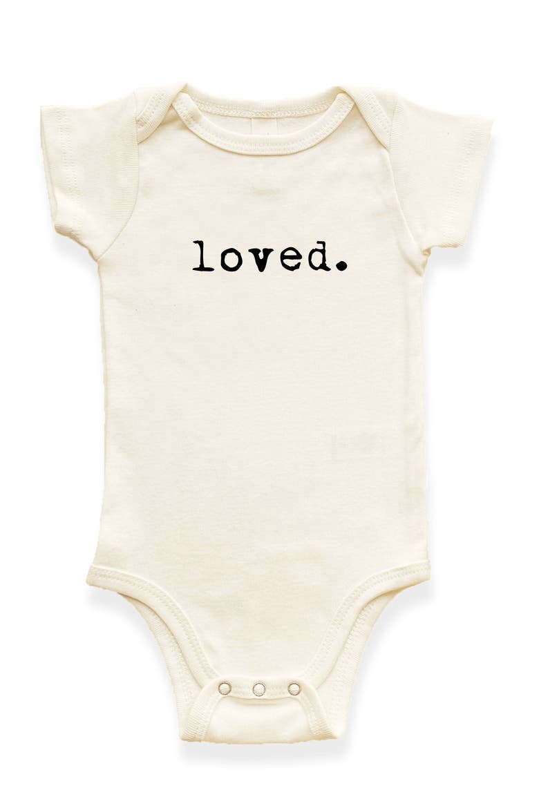 Loved Organic Baby Bodysuit, Main, color, Natural Black Lettering