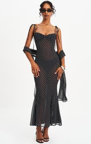 Miss Circle Yadira Polka Dot Chiffon Maxi Dress