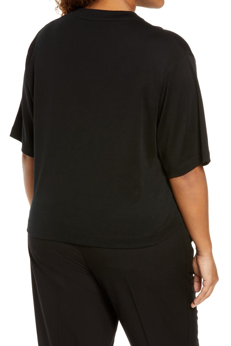 Wide Sleeve Pima Cotton Crop Top, Alternate, color, BLACK