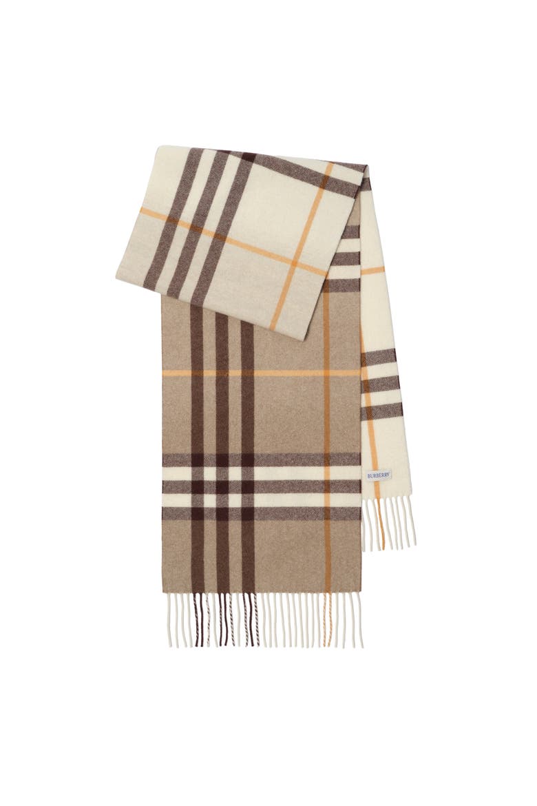 Gradient Check Cashmere Scarf, Main, color, Vole beige