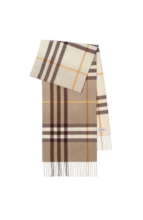 Gradient Check Cashmere Scarf