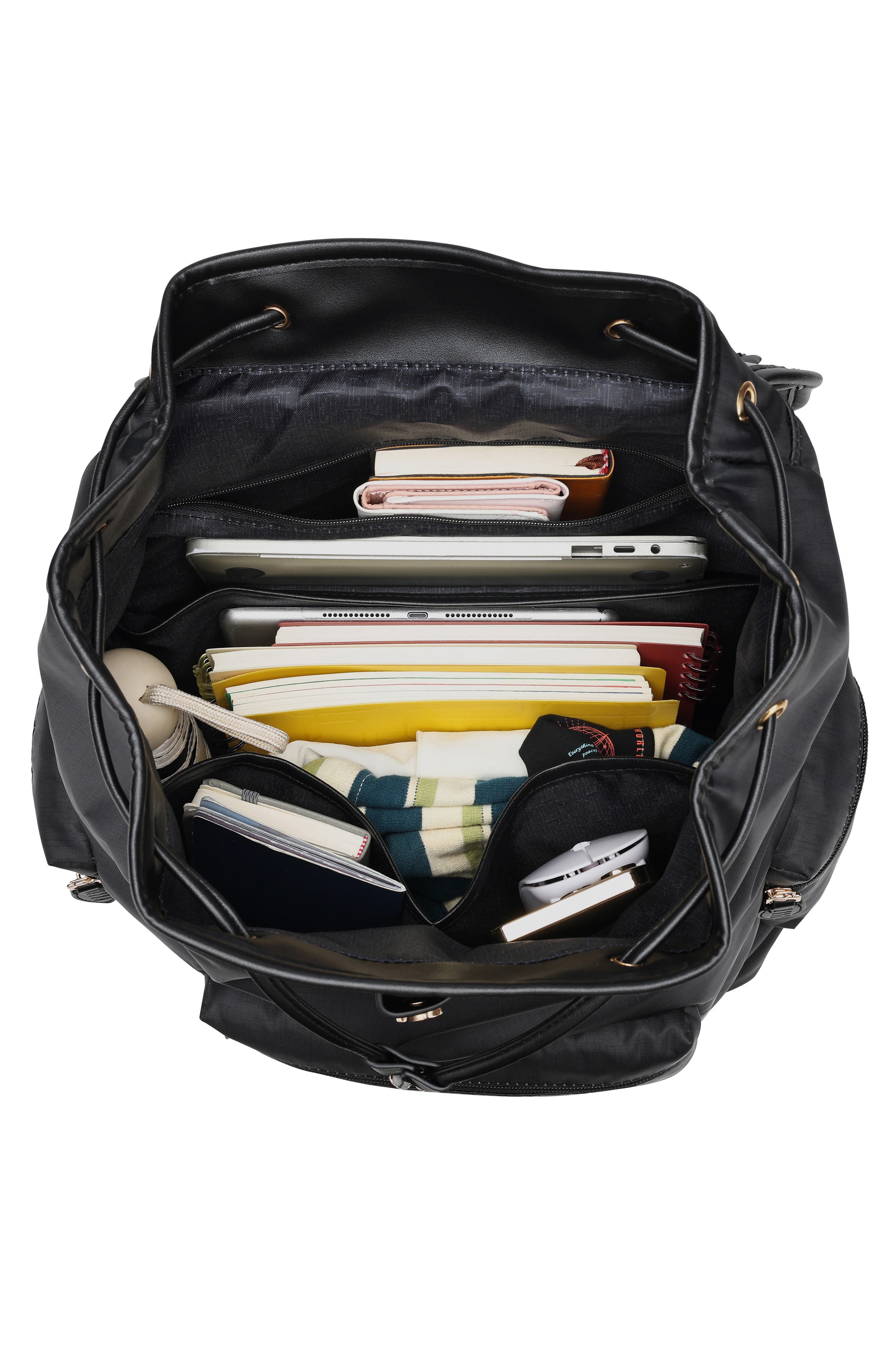 ELLE Wayfarer 23L Monogram Travel Backpack, Alternate, color, Black