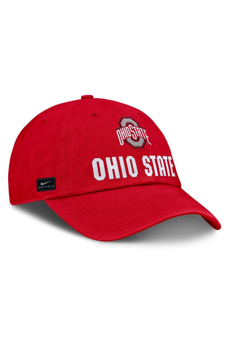 Nike Men's Nike Scarlet Ohio State Buckeyes 2025 Sideline Club Adjustable Hat, Main, color,
