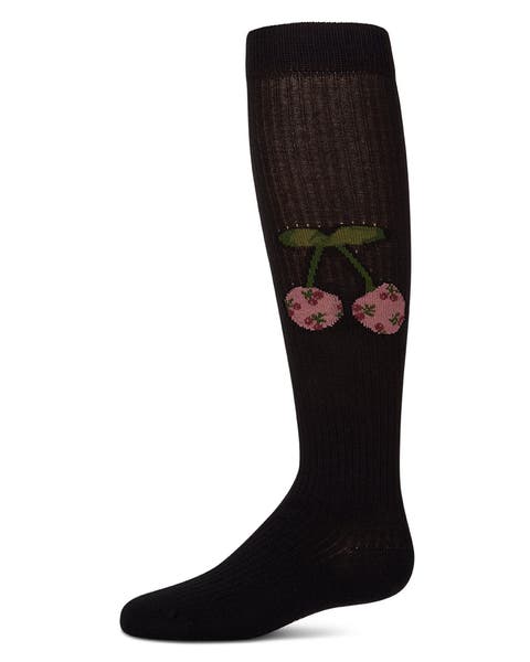 Ribbed Cherry Embroidered Knee Sock (Toddler, Little Kid & Big Kid)