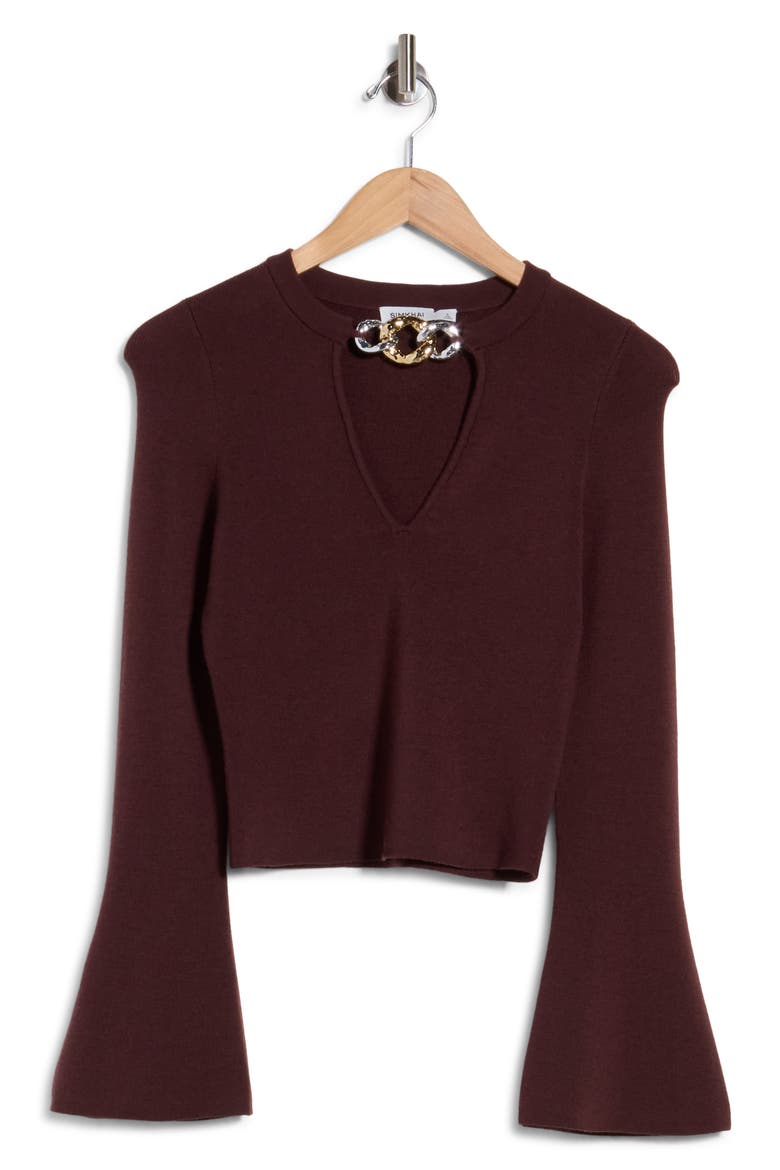 Evren Chain Neck Merino Wool Top, Main, color, MAHOGANY