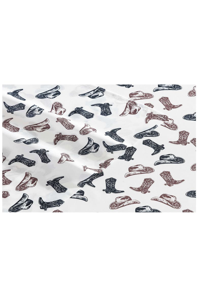 Boots 'N Hats Microfiber Sheet Set, Alternate, color, GREY / DARK BROWN