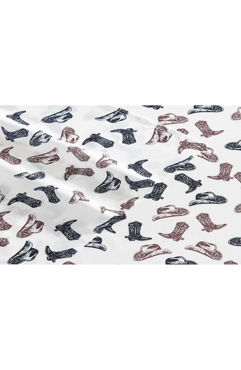 Wrangler Boots 'N Hats Microfiber Sheet Set, Alternate, color, Grey / Dark Brown