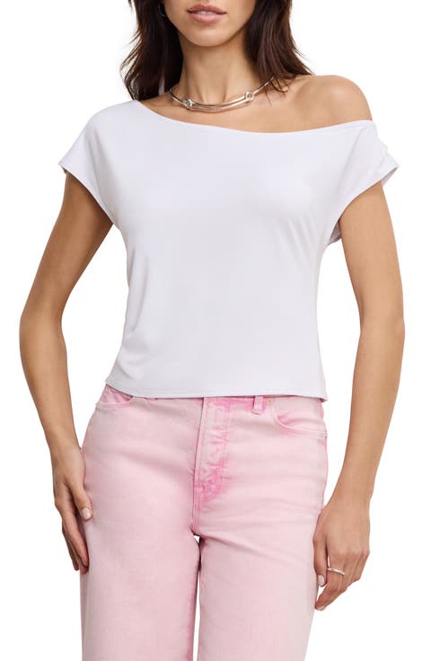 Asymmetric Off the Shoulder Jersey Top (Regular & Plus)