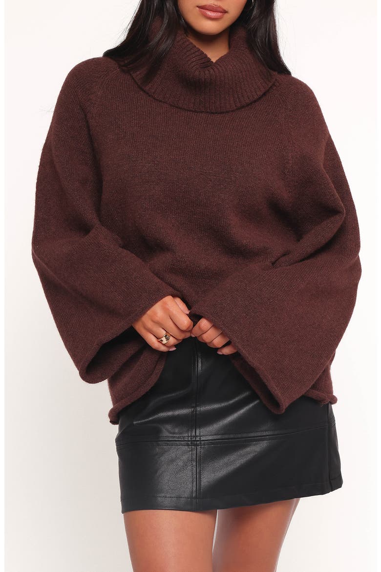 Bindy Oversize Turtleneck Sweater, Main, color, BROWN