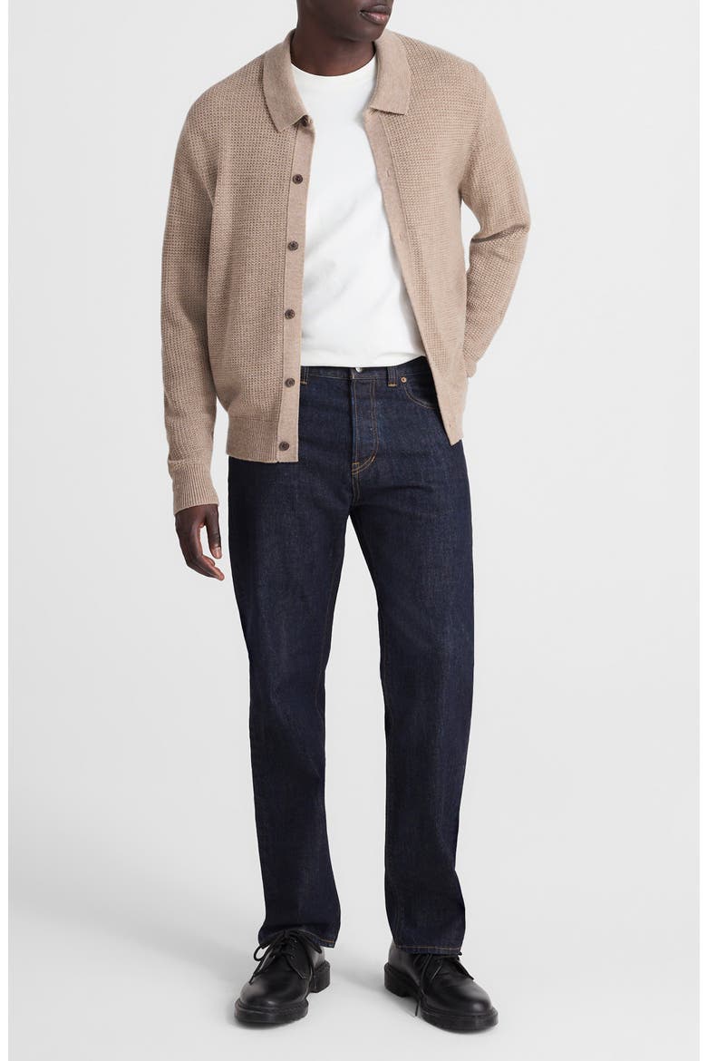 Merino Wool Collared Cardigan, Alternate, color, HEATHER BROWN
