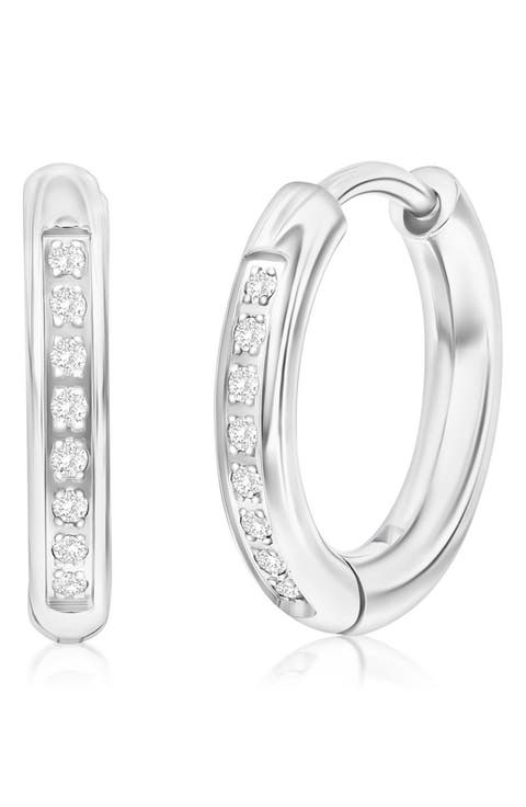 Men's Cubic Zirconia Huggie Hoop Earrings