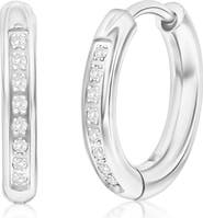 Metallo Men's Cubic Zirconia Huggie Hoop Earrings