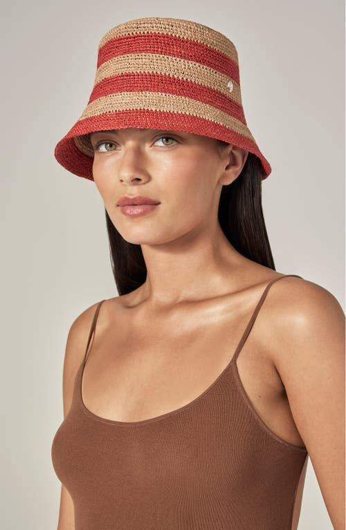 Helen Kaminski Aleki Raffia Crochet Bucket Hat In Nougat/tropical