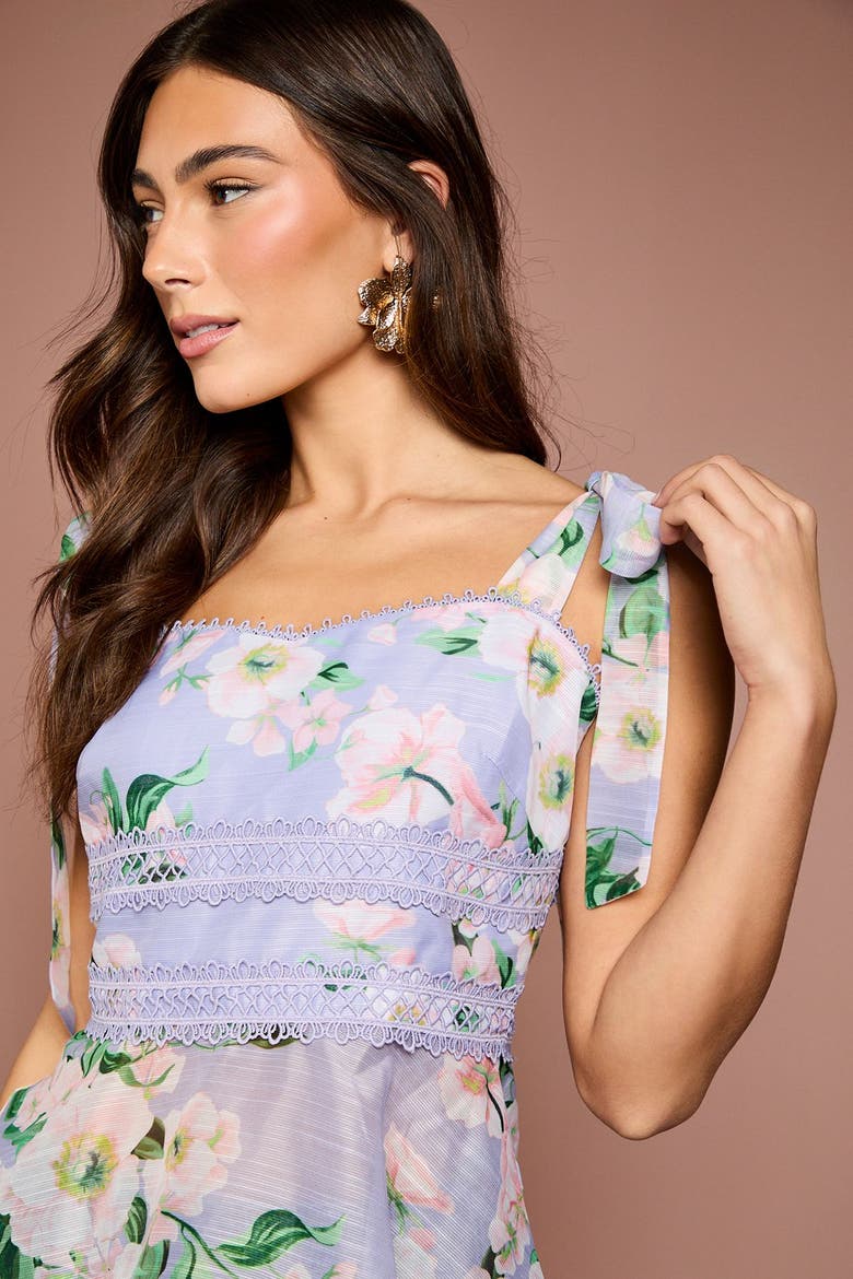 Square Neck Bow Shoulder Peplum Top, Alternate, color, Lilac