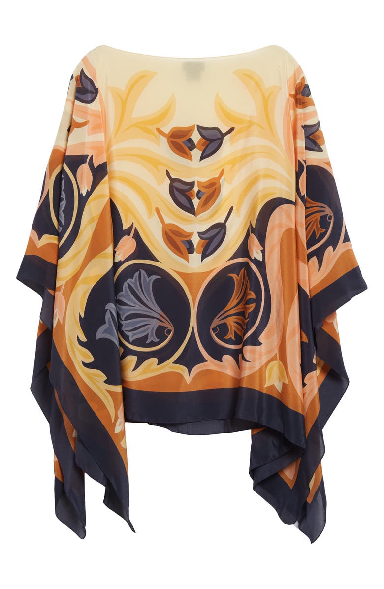 Etro Paisley Silk Poncho, Alternate, color, Beige
