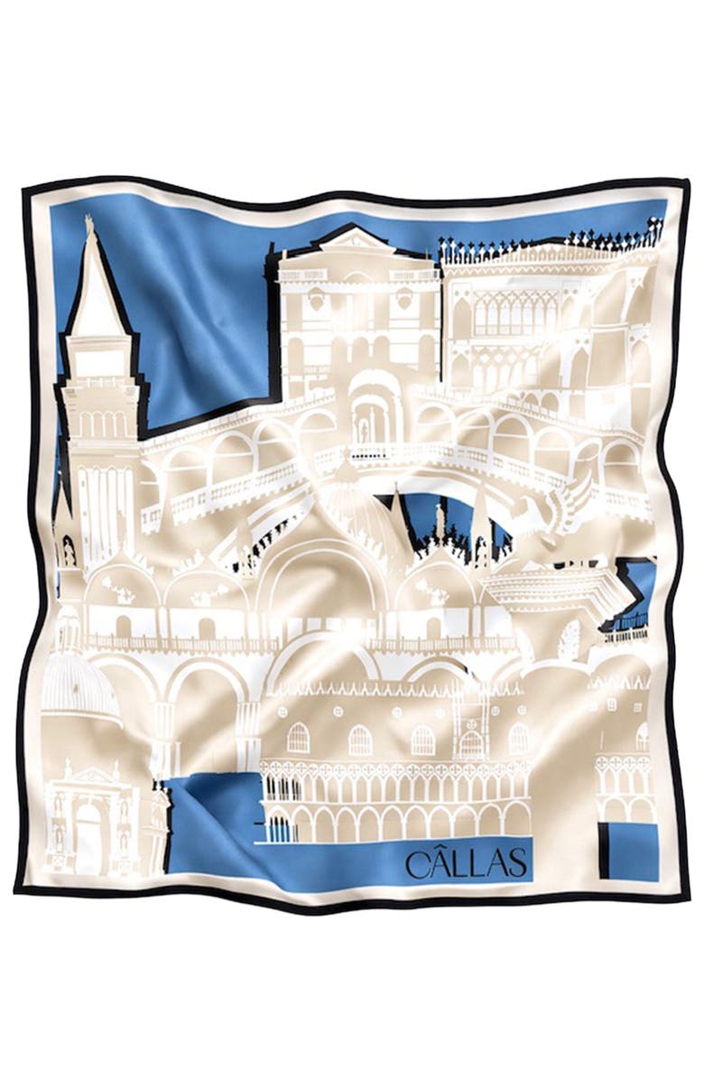 Callas Milano Large Scarf Printed doubleface scarf, Main, color, Lagoon