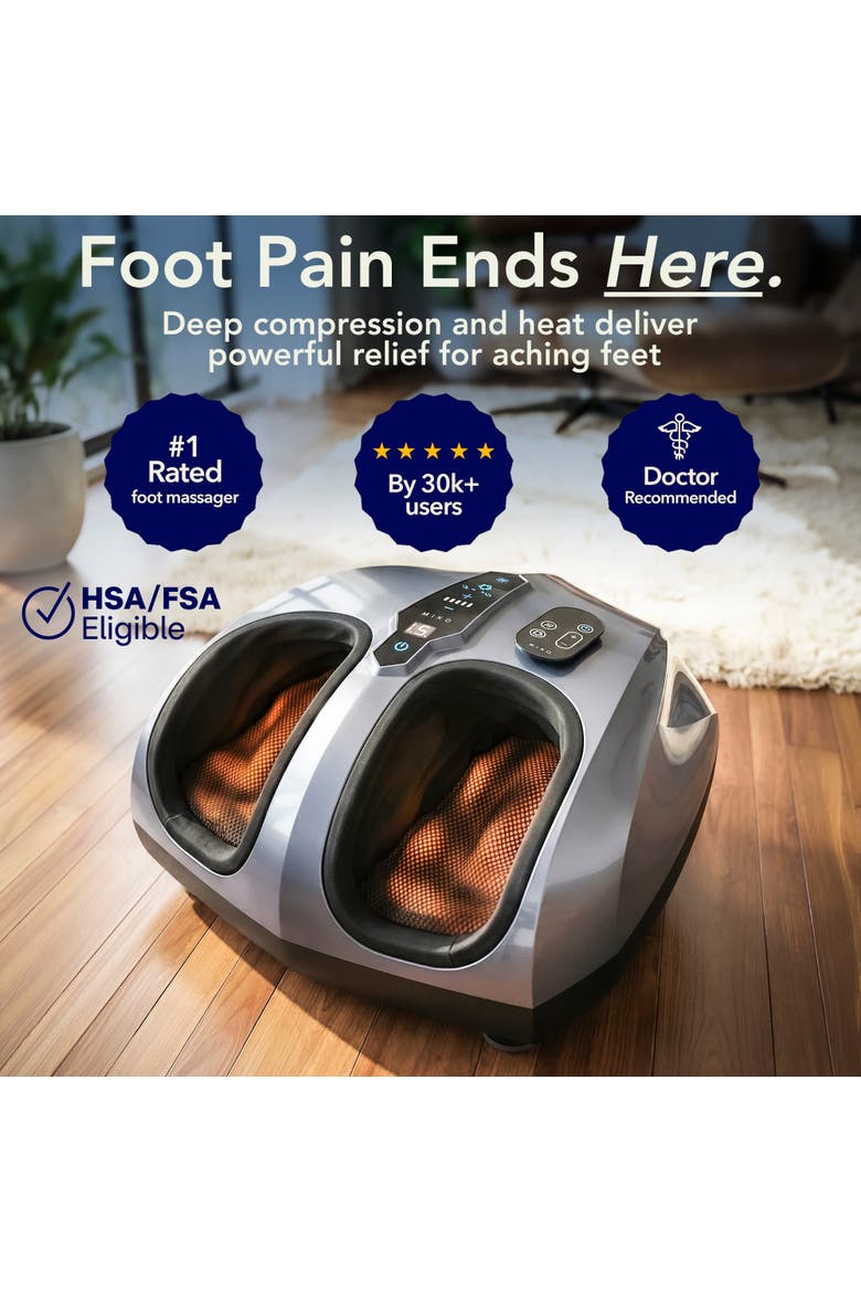 Shiatsu Foot Massager with Heat, LCD Display, Alternate, color, Charcoal