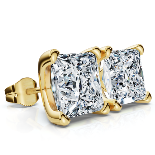 Bliss Diamond Certified 4ct Princess Cut Martini Studs 14k Gold Lab Grown In 14k Yellow Gold