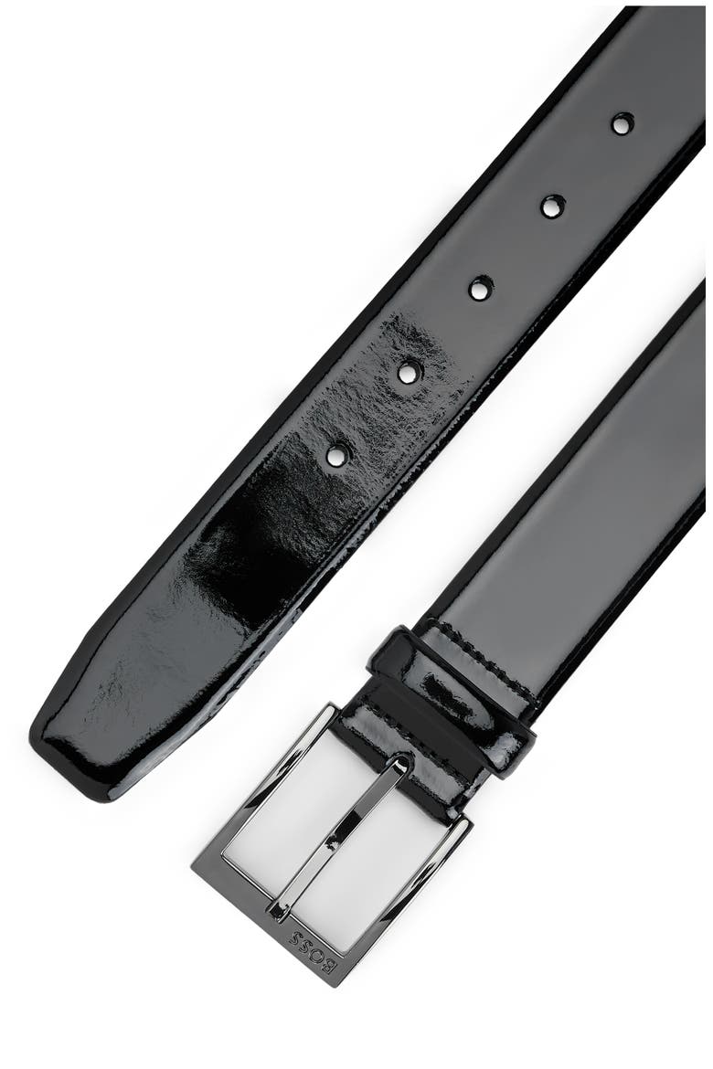 Elloy Patent Leather Belt, Alternate, color, BLACK