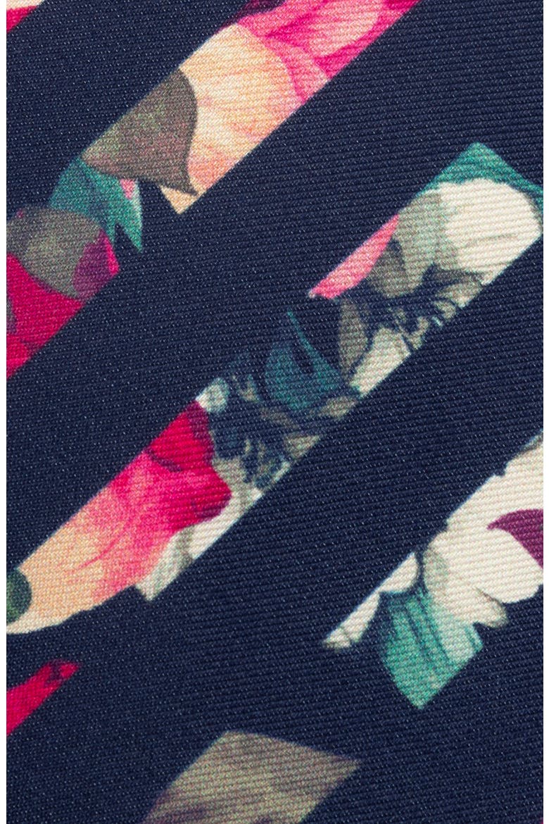 Painted Floral Stripe Silk Tie, Alternate, color, NAVY