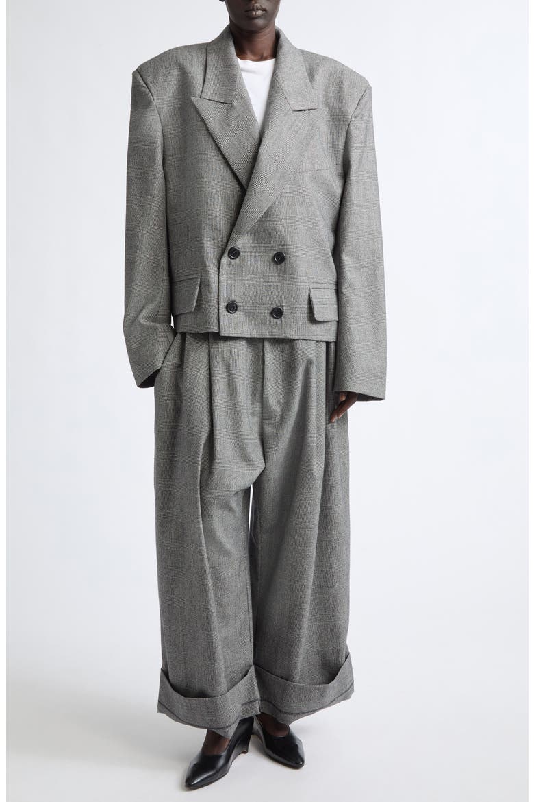 Slouchy Glen Plaid Wool Blazer, Alternate, color, DARK GREY