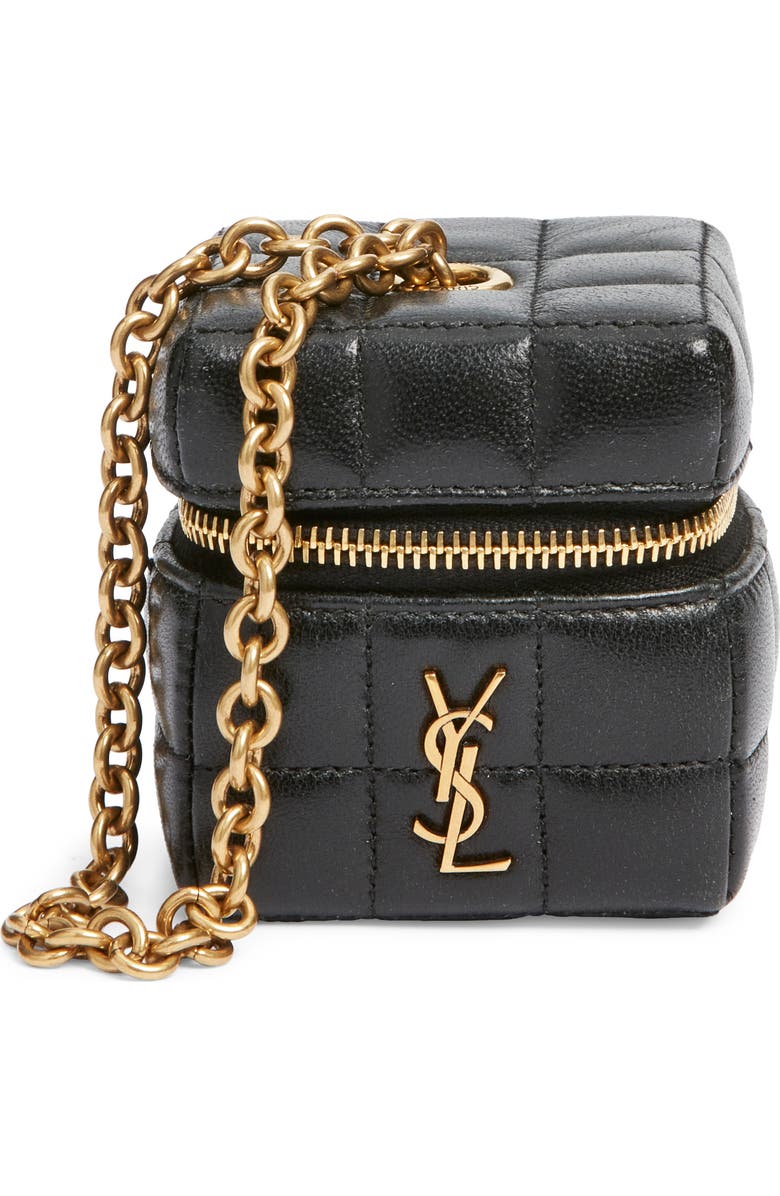 Saint Laurent Mini Cassandre Matelassé Carré Leather Wristlet, Main, color,