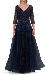La Femme A-line Tulle Mother of the Bride Dress with Gorgeous Beaded Lace