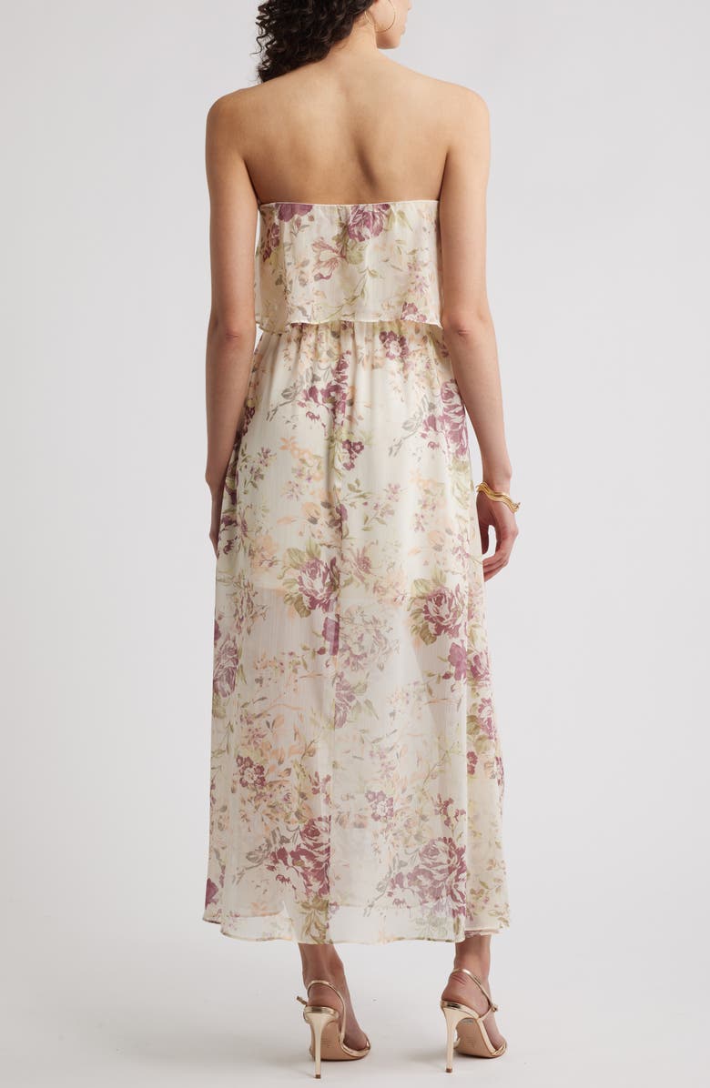 Chelsea28 Tie Waist Strapless Chiffon Maxi Dress, Alternate, color, Light Pink Floral