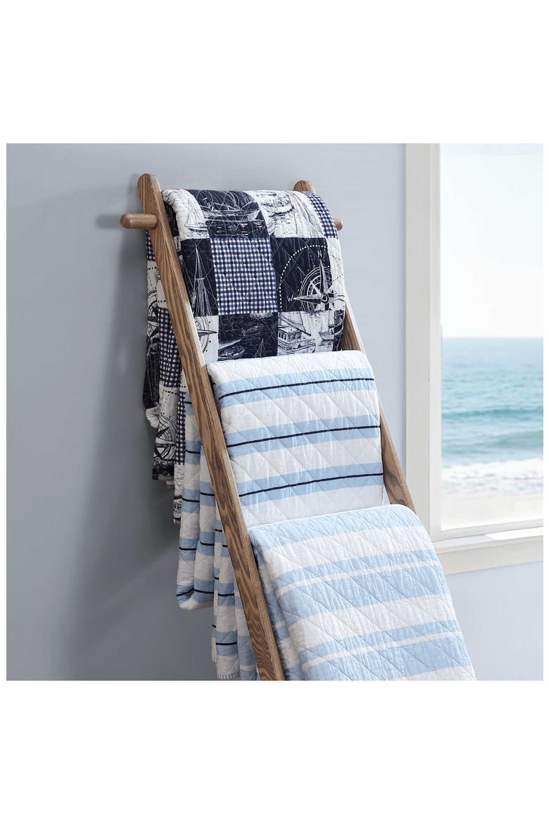 Seafront Stripe Reversible Cotton Quilt Set, Alternate, color, BLUE SEAFRONT STRIPE