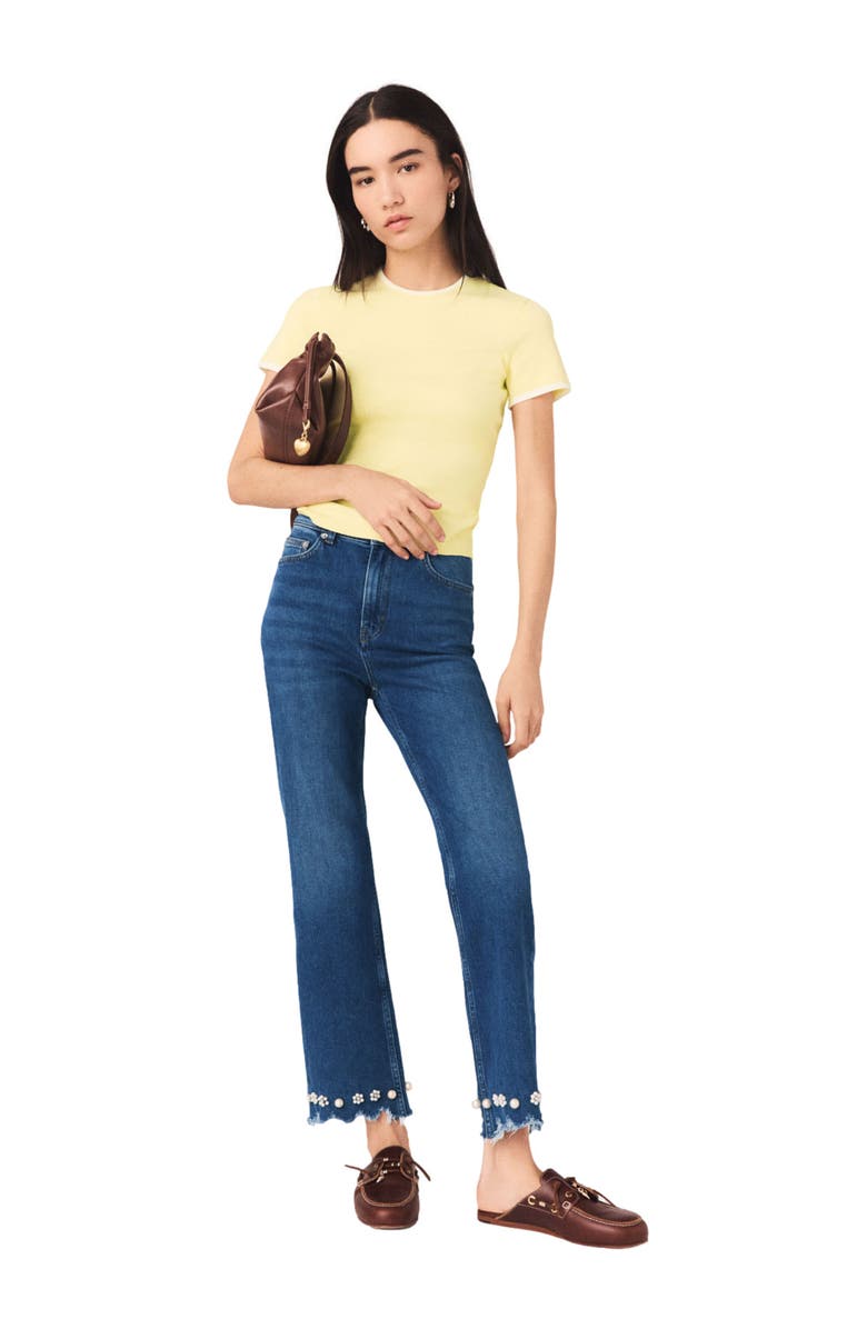 maje Beaded bootcut jeans, Alternate, color, Blue