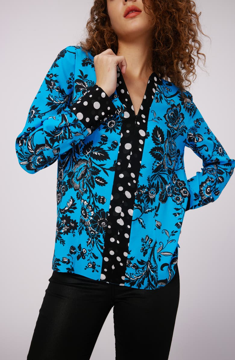 DVF Albie Mixed Print Long Sleeve Top, Alternate, color,