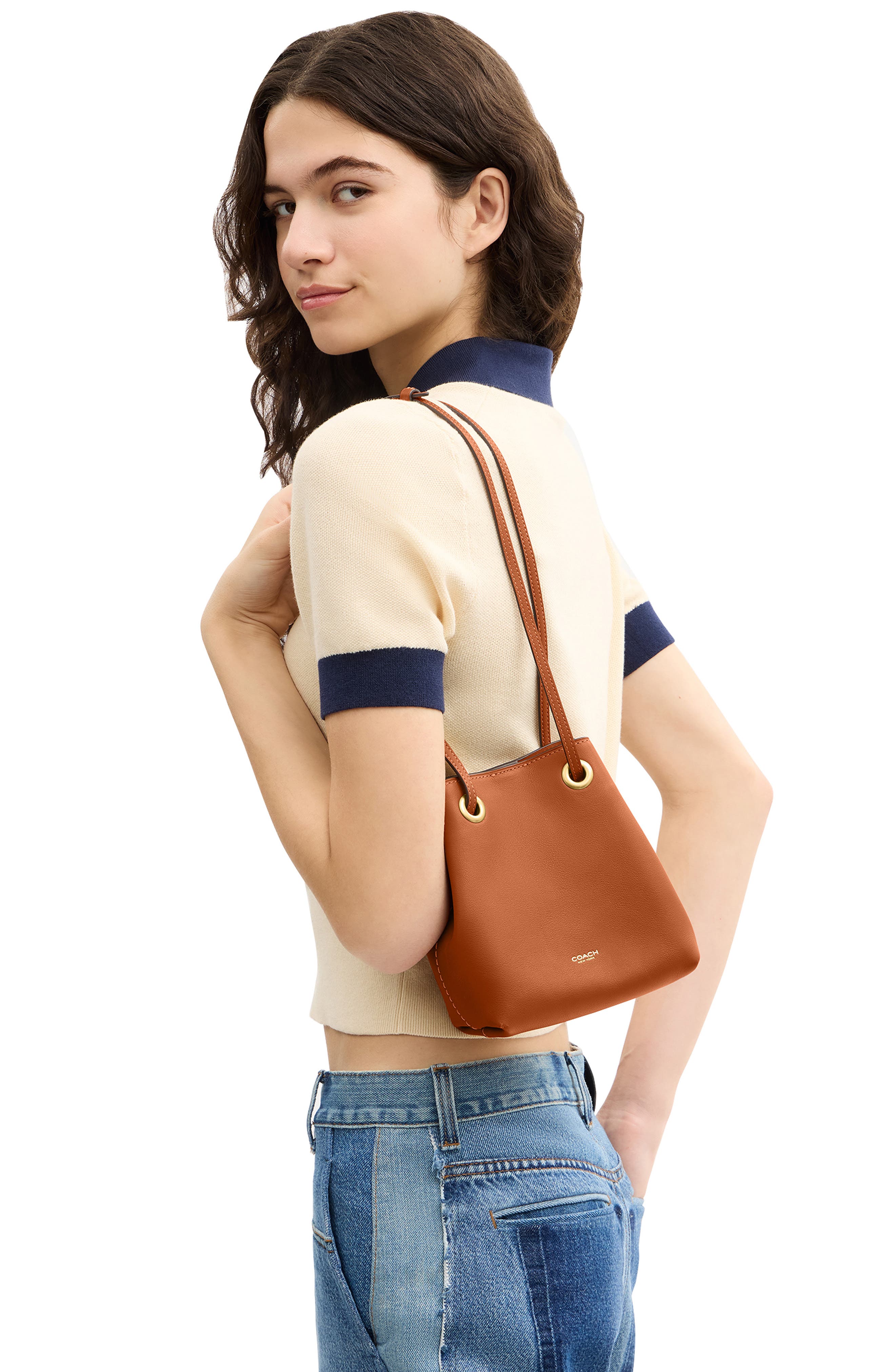 Jade Drawstring Bucket Bag, Alternate, color, AMBER BROWN