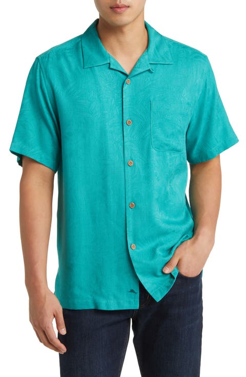 Tropic Isles Short Sleeve Button-Up Silk Shirt (Big & Tall)