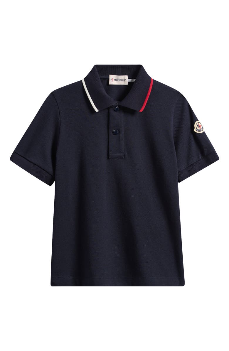Moncler Kids' Logo Patch Polo, Main, color, Blue Navy