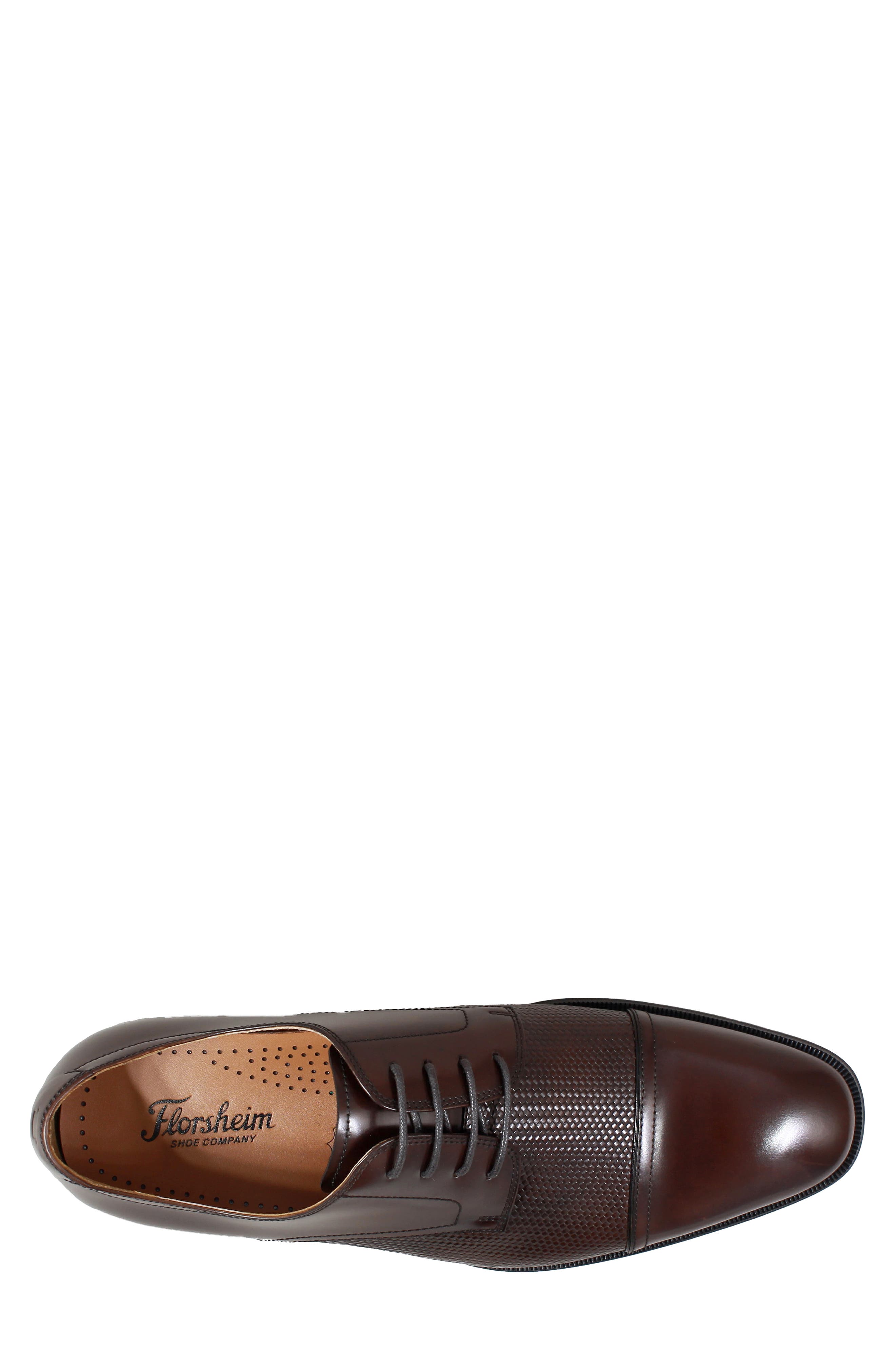 Belfast Embossed Cap Toe Derby, Alternate, color, BROWN LEATHER