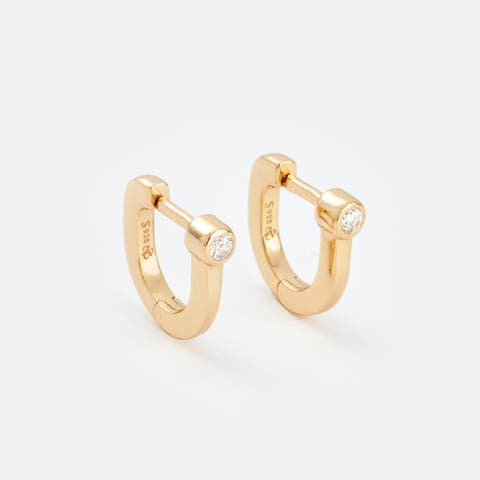 Petite Reversible Huggie with White Topaz