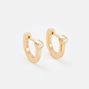 Sara Patino Petite Reversible Huggie with White Topaz