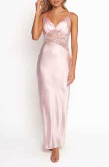 Petal & Pup Milla Sheer Lace Inset Satin Maxi Dress
