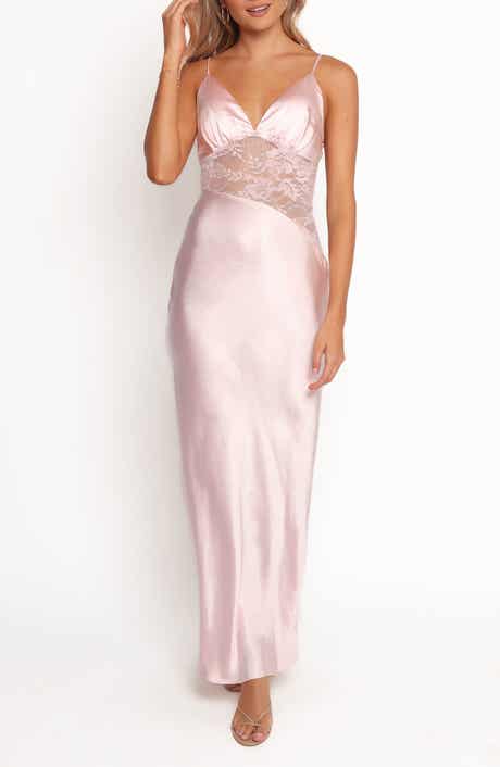 Petal & Pup Milla Sheer Lace Inset Satin Maxi Dress