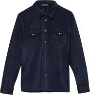 John Varvatos Andres Western Herringbone Faux Suede Snap-Up Shirt