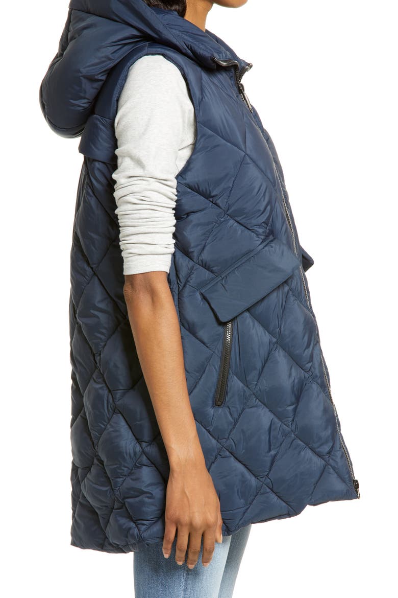 Quilted Water Repellent Hooded Vest, Alternate, color, DK TEAL