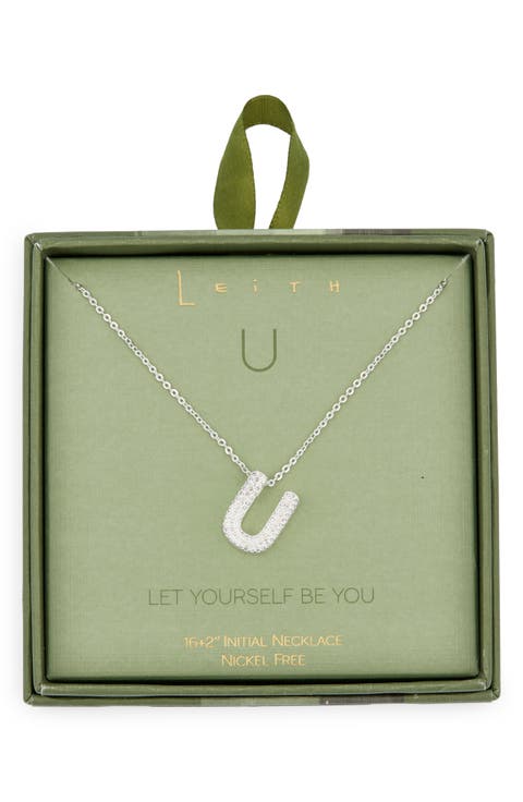 Pavé Cubic Zirconia Initial Pendant Necklace