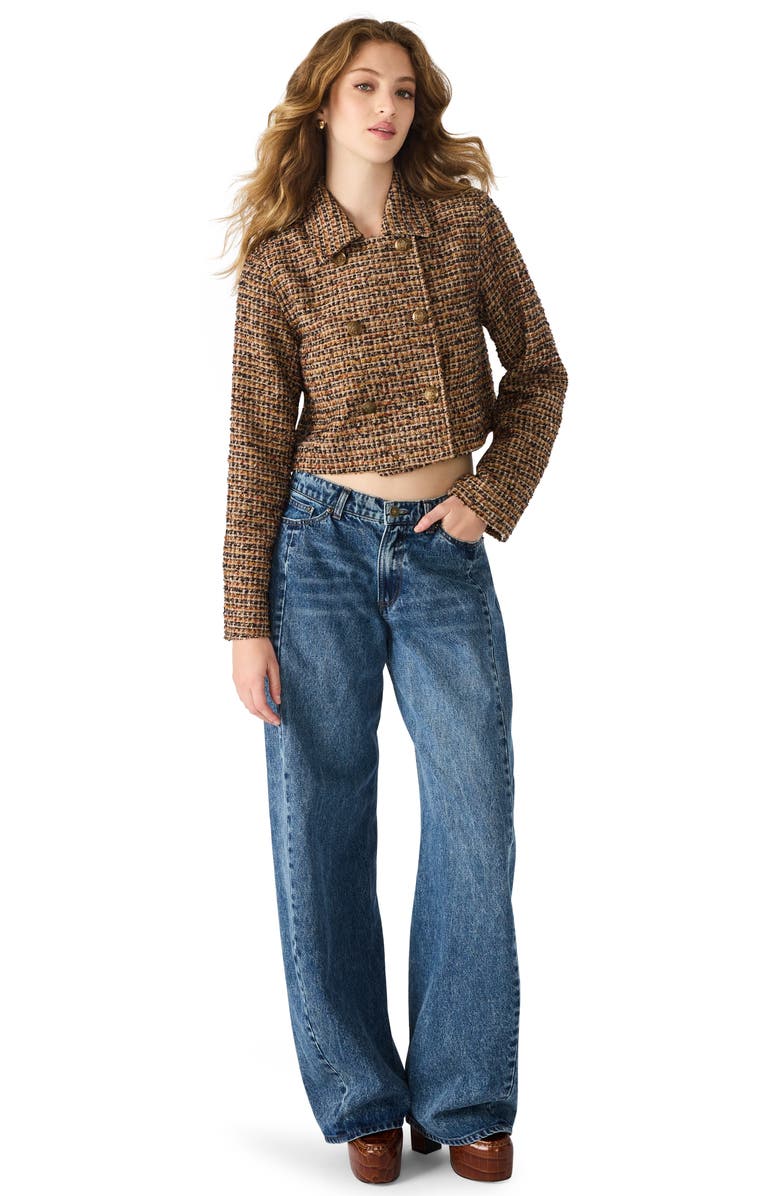 Steve Madden Avie Tweed Jacket, Alternate, color, Brown Plaid Mix