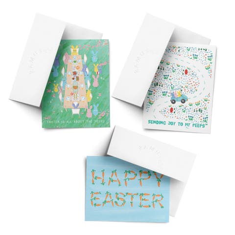 Easter/Spring Assorted Greeting Card Pack (3ct) "All About The Peeps, Peeps, Easter Carrots"