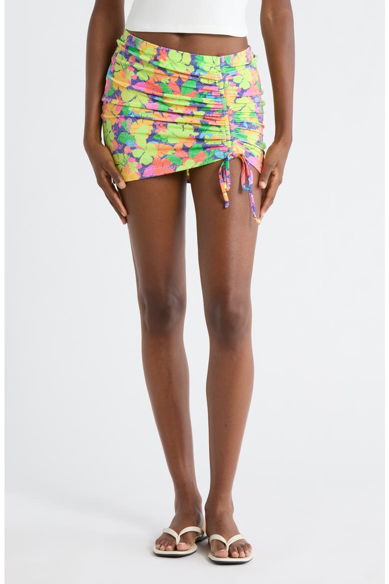 Ruched Tie Cover-Up Miniskirt, Main, color, NEON SUNSET