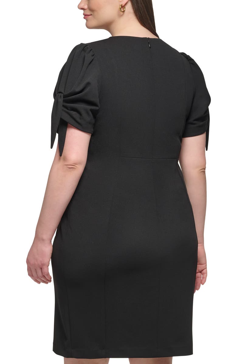 Calvin Klein Tie Short Sleeve Sheath Dress, Alternate, color, Black