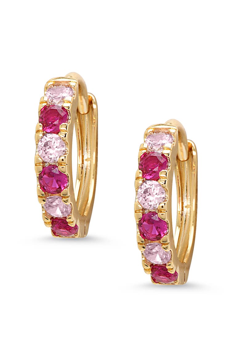 Kids' Cubic Zirconia Hoop Earrings, Main, color, DARK PINK