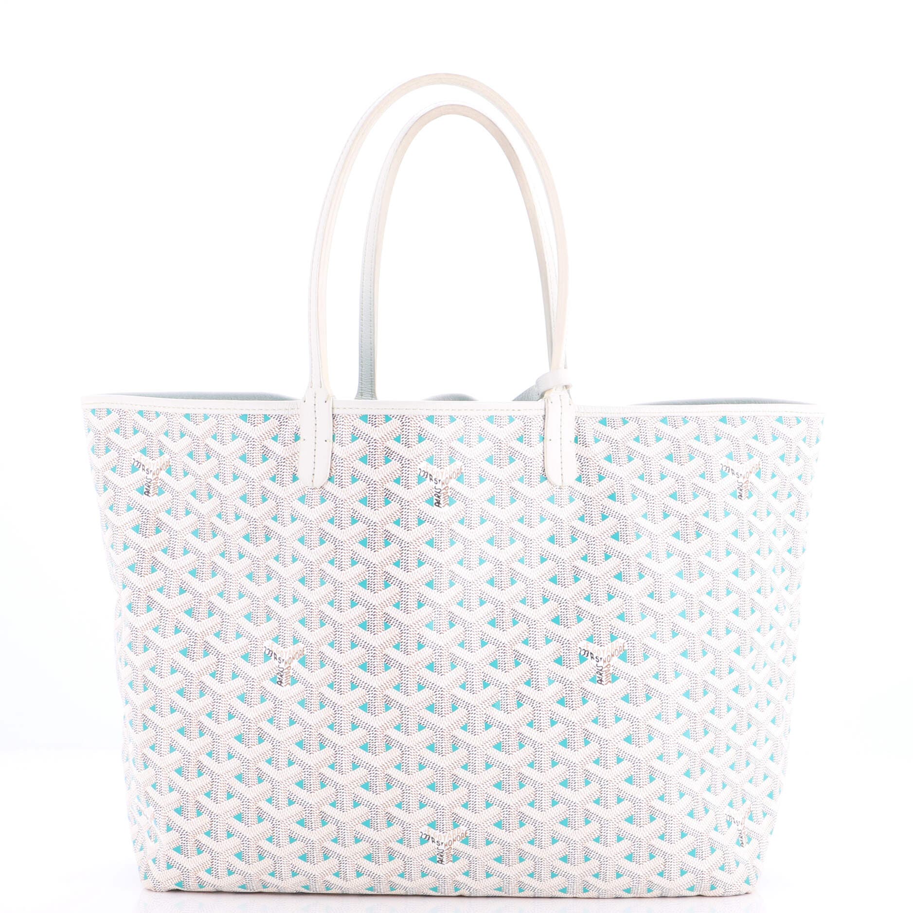 Pre-Owned Goyard Saint Louis Tote Claire Voie Coated Canvas PM, Main, color, White